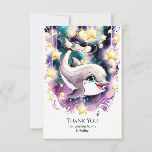 Whimsical Underwater Dolphin Geburtstag Dankeskarte