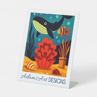 Whimsical Underwater Whale & Coral Sockelschild