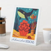 Whimsical Underwater Whale & Coral Sockelschild (In SItu)