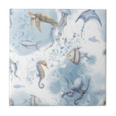 Whimsical Underwater World – Sea Creatures Pattern Fliese (Vorderseite)