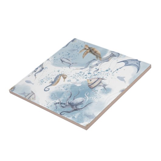 Whimsical Underwater World – Sea Creatures Pattern Fliese (Seite)