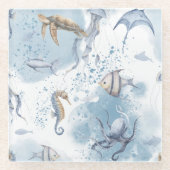 Whimsical Underwater World – Sea Creatures Pattern Glasuntersetzer (Vorderseite)