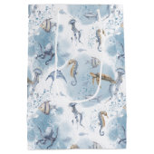 Whimsical Underwater World – Sea Creatures Pattern Mittlere Geschenktüte (Rückseite)