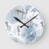 Whimsical Underwater World – Sea Creatures Pattern Runde Wanduhr (Vorderseite)