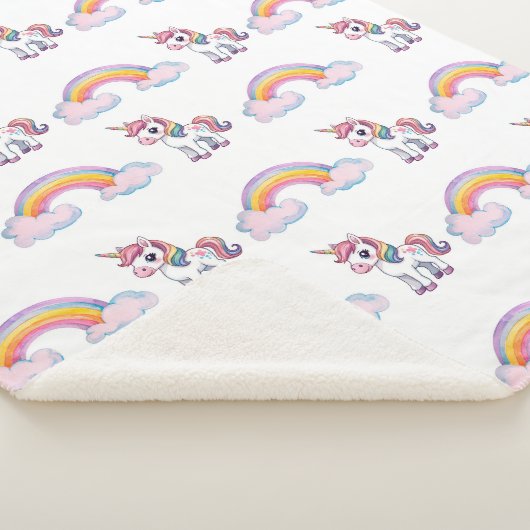 Whimsical unicorn and rainbow Sherpa Blanket Sherpadecke (3/4)