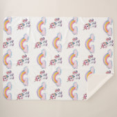 Whimsical unicorn and rainbow Sherpa Blanket Sherpadecke (Vorderseite (Horizontal))