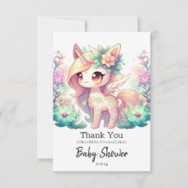 Whimsical Unicorn Baby Dusche Dankeskarte