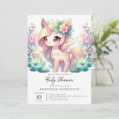 Whimsical Unicorn Baby Dusche Einladung (Stehend Vorderseite)