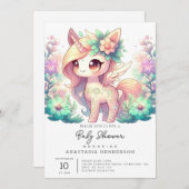 Whimsical Unicorn Baby Dusche Einladung (Vorne/Hinten)