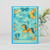 Whimsical Unicorn Baby Dusche Einladung (Stehend Vorderseite)