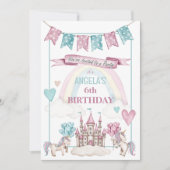 Whimsical Unicorn Castle Birthday  Invitation Einladung (Vorderseite)