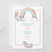 Whimsical Unicorn Castle Birthday  Invitation Einladung (Rückseite)