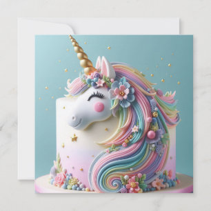 WHIMSICAL UNICORN DECORATED KINDERGEBURTSTAG CAKE KARTE