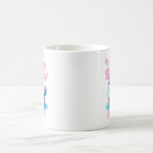 Whimsical Unicorn Donut Niedlich Rainbow Pool Part Kaffeetasse (Mittel)