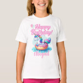 Whimsical Unicorn Donut Niedlich Rainbow Pool Part T-Shirt (Vorderseite)