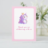 Whimsical Unicorn Geburtstag Dankeskarte (Stehend Vorderseite)