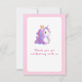 Whimsical Unicorn Geburtstag Dankeskarte (Rückseite)
