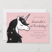 Whimsical Unicorn Girl Birthday Party Einladung (Vorderseite)