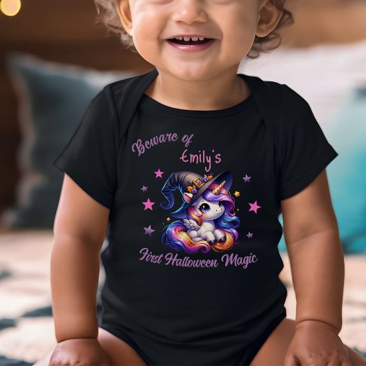 Whimsical Unicorn Girl erste Halloween Personalize Baby Strampler