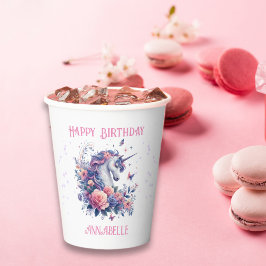 Whimsical Unicorn Glitzer Pink Girl Geburtstag Pappbecher