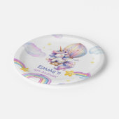 Whimsical Unicorn Heißluftballon Birthday Papa Pappteller (Schrägansicht)