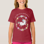 Whimsical Unicorn innerhalb eines Kranzes T-Shirt (Vorderseite)