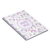 Whimsical Unicorn Kinder Personalisierter Name Notizblock (Rechte Seite)
