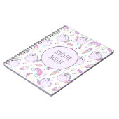 Whimsical Unicorn Kinder Personalisierter Name Notizblock (Linke Seite)