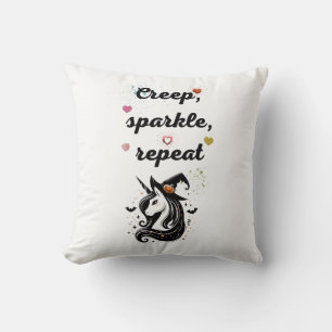 Whimsical Unicorn Line Art - "Creeper, Sparkle, Re Kissen