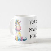 Whimsical Unicorn – Magical Sips with Your Name Kaffeetasse (Vorderseite Links)