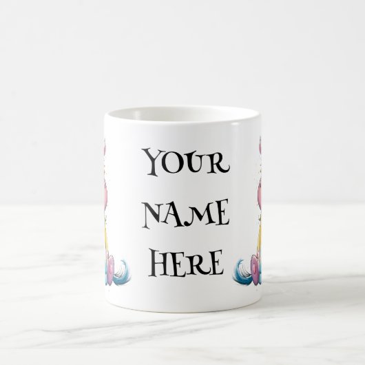 Whimsical Unicorn – Magical Sips with Your Name Kaffeetasse (Mittel)