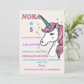 Whimsical Unicorn Magisches Party Einladung mit Pa (Stehend Vorderseite)