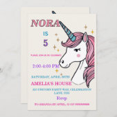 Whimsical Unicorn Magisches Party Einladung mit Pa (Vorne/Hinten)