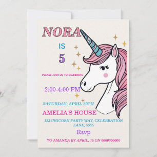 Whimsical Unicorn Magisches Party Einladung mit Pa