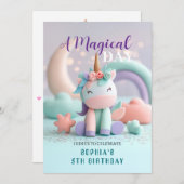 Whimsical Unicorn Party Einladung (Vorne/Hinten)