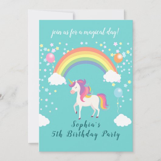 Whimsical Unicorn Party Einladung (Vorderseite)