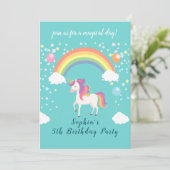 Whimsical Unicorn Party Einladung (Stehend Vorderseite)