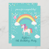 Whimsical Unicorn Party Einladung (Vorne/Hinten)