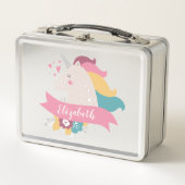 Whimsical Unicorn | PERSONALISIERT Metall Lunch Box (Vorderseite)