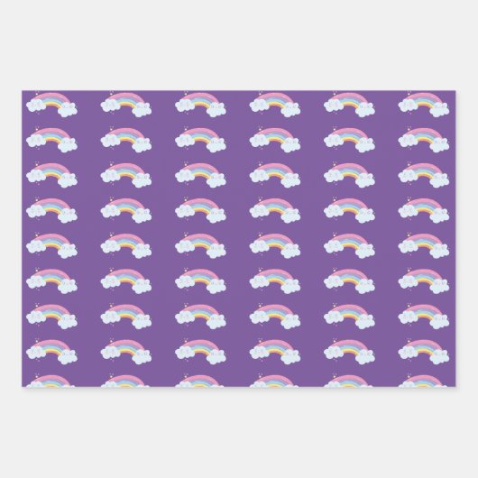Whimsical Unicorn Rainbow Heart Wrapping Paper Geschenkpapier Set (Vorderseite 3)