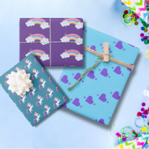 Whimsical Unicorn Rainbow Heart Wrapping Paper