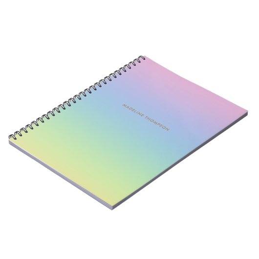 Whimsical Unicorn Rainbow Simple Name Monogram Notizblock (Linke Seite)