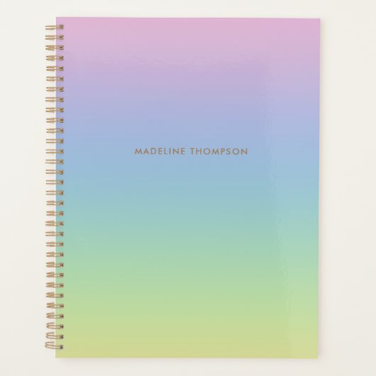 Whimsical Unicorn Rainbow Simple Name Monogram Planer (Vorderseite)