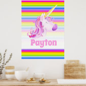 Whimsical unicorn Regenbogenstreifen personalisier Poster (Küche)