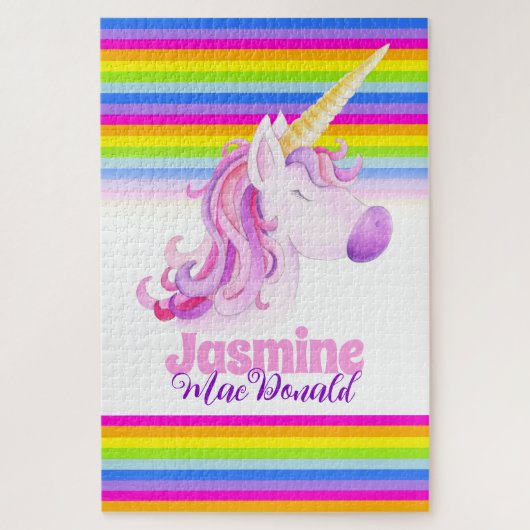 Whimsical unicorn Regenbogenstreifen Puzzle (Vertikal)