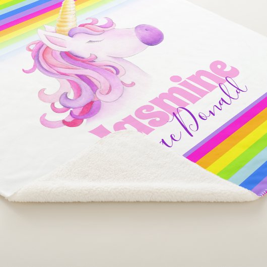 Whimsical unicorn Regenbogenstreifen Sherpadecke (3/4)