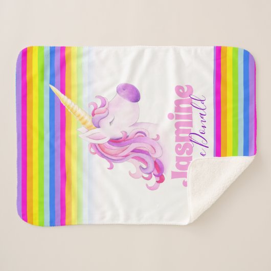 Whimsical unicorn Regenbogenstreifen Sherpadecke (Vorderseite (Horizontal))