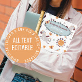 Whimsical Unicorn & Sun Kids Name Sketchbook Notizblock