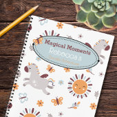 Whimsical Unicorn & Sun Kids Name Sketchbook Notizblock