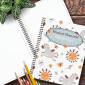 Whimsical Unicorn & Sun Kids Name Sketchbook Notizblock